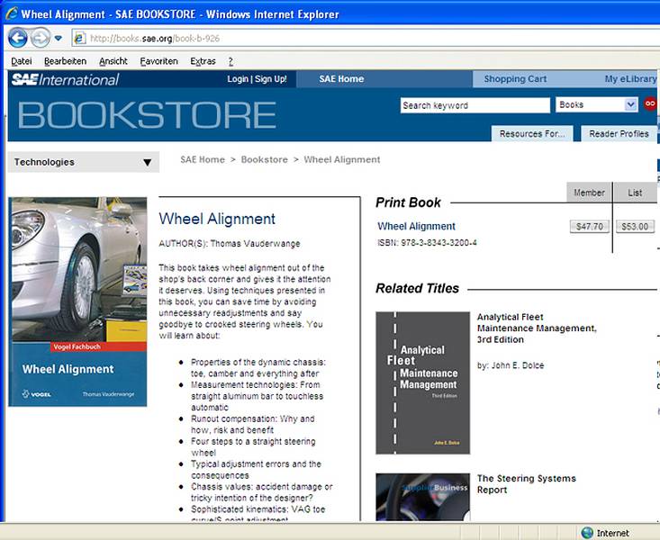 Read more about the article Große Ehre: Buch ‚Wheel Alignment‘ bei SAE